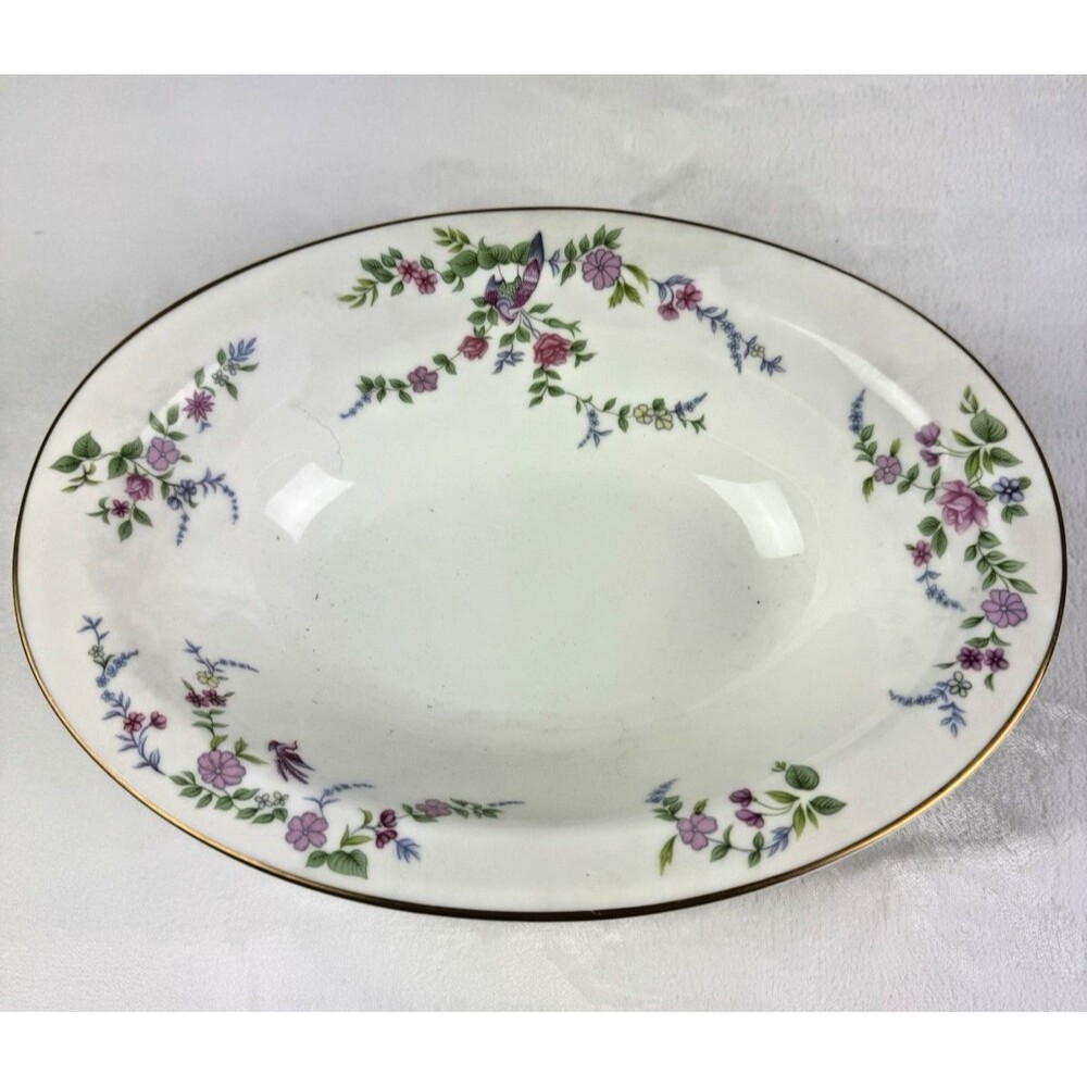 Fukagawa  OVAL VEGETABLE SERVING BOWL Bone China Gold Trim Japan 10 1/2 By 8 3/4